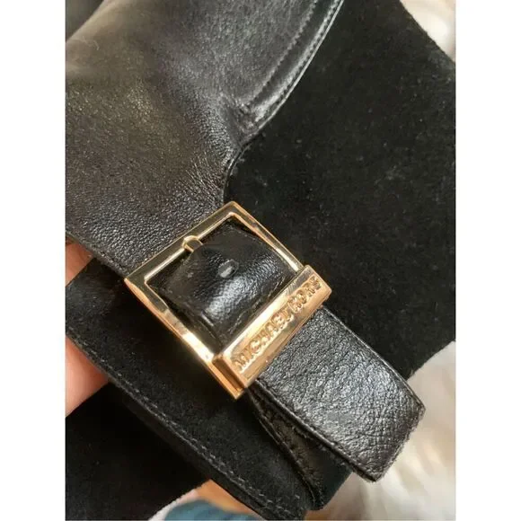 Michael Kors black suede and leather booties 4 inch heel size 7 1/2 - Picture 7 of 9